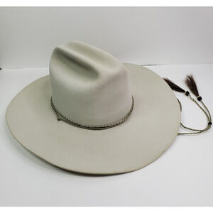 RESISTOL Cowboy Hat 6 7/8 5X Beaver Crystal White Cattleman Western A5036 L oval